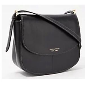 Tignanello Morocco Leather Black Milan Saddle Crossbody Bag
